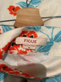 *Figue Isla Cotton Floral Fitted Waist Side Zipper A-Line Midi Skirt, Size 10