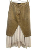 *Le Superbe Ms Benjamin Denim Zip Fly Utility Pocket Layered Tulle Flounce Midi Pencil Skirt, Size 4