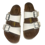 *Birkenstock Arizona Leather Oversized Buckle Double Strap Slide Sandals, Size 40