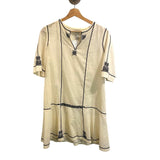 *Isabel Marant Etoile Relly Ellie Items Cotton Embroidered Short Sleeve Split Neck Shift Dress, Size FR38=US6