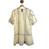 *Isabel Marant Etoile Relly Ellie Items Cotton Embroidered Short Sleeve Split Neck Shift Dress, Size FR38=US6