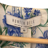 *Hunter Bell Jenkins Cotton Floral Pintuck Detail Short Puff Sleeve V-Neck Trapeze Mini Dress, Size XS