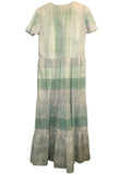 *NWT Oliphant V-Neck Astrid Cotton Block Print Flutter Sleeve Split Neck Tiered Maxi Dress, Size L