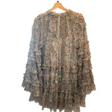 *Mac Duggal 8007 Sheer Mesh Ruffle Trim Flared Sleeve Round Neck Mini Tent Dress w/Slip, Size 12