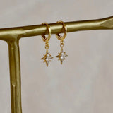Katie Waltman Starlight CZ Drop 14K Gold Plate Huggie Hoop Earrings