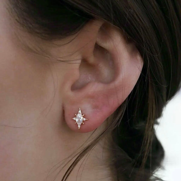 Katie Waltman Starlight CZ 14K Gold Plate Stud Earrings