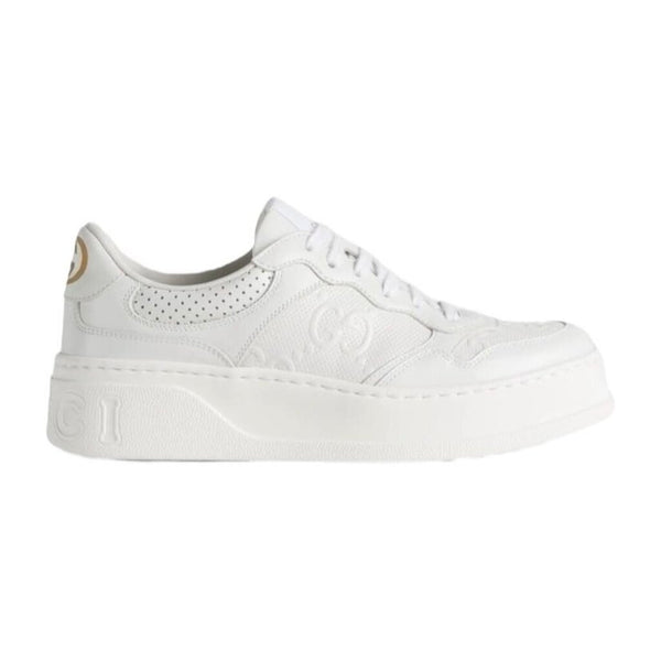 *Gucci GG Embossed Perforated Lace-Up Low-Top Sneakers, Size 38.5