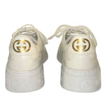 *Gucci GG Embossed Perforated Lace-Up Low-Top Sneakers, Size 38.5