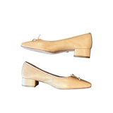 *Veronica Beard Cecile Leather Snip Toe Covered 1.5" Block Heel Ballet Pumps, Size 8