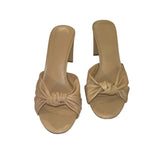 *Veronica Beard Ganita Leather Knot-Front Vamp Slide 3" Block Heel Sandals, Size 8.5