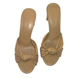 *Veronica Beard Ganita Leather Knot-Front Vamp Slide 3" Block Heel Sandals, Size 8.5