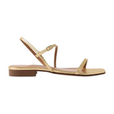*Emme Parsons Hope Metallic Leather Strappy Square Toe Slingback Flat Sandals, Size 38