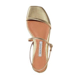 *Emme Parsons Hope Metallic Leather Strappy Square Toe Slingback Flat Sandals, Size 38