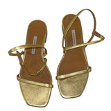 *Emme Parsons Hope Metallic Leather Strappy Square Toe Slingback Flat Sandals, Size 38