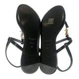 *Saint Laurent Cassandre Patent Leather Metal Logo T-Strap Thong Slingback Flat Sandals, Size 39.5