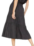 *Brochu Walker Havana Elastic Waist Button-Front Tiered Midi Skirt, Size XS