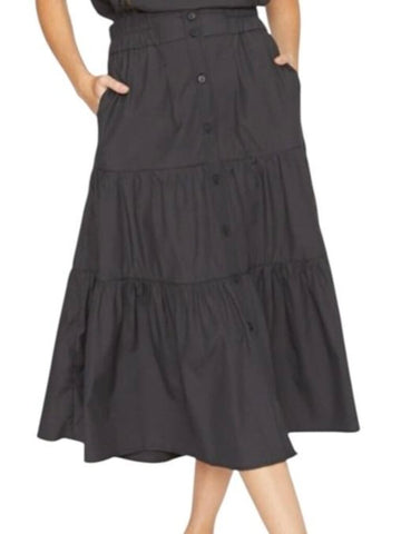 *Brochu Walker Havana Elastic Waist Button-Front Tiered Midi Skirt, Size XS