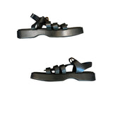 *FRAME Le Fisherman Leather Open Square Toe Ankle Strap Platform Sandals, Size 41