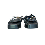 *FRAME Le Fisherman Leather Open Square Toe Ankle Strap Platform Sandals, Size 41