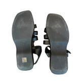 *FRAME Le Fisherman Leather Open Square Toe Ankle Strap Platform Sandals, Size 41