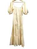 *Fathfull the Brand Ronan Cotton Poplin Puff Sleeve Square Neck Tiered Midi Dress, Size 4