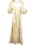 *Fathfull the Brand Ronan Cotton Poplin Puff Sleeve Square Neck Tiered Midi Dress, Size 4
