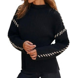 *Rails Liam Merino Wool Blend Rib Whipstitch Mock Neck Sweater, Size XS
