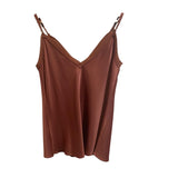 *FRAME Viscose Satin Cami V-neck Raw Edge Lounge Tank Top, Size M
