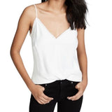*FRAME Viscose Satin Cami V-neck Raw Edge Lounge Tank Top, Size M