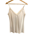*FRAME Viscose Satin Cami V-neck Raw Edge Lounge Tank Top, Size M