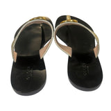 *Gucci Lifford Double GG Marmont Logo Metallic Leather T-Strap Thong Flat Sandals, Size 40