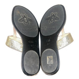 *Gucci Lifford Double GG Marmont Logo Metallic Leather T-Strap Thong Flat Sandals, Size 40