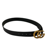 *Gucci Double GG Marmont Logo 4cm/1.5" Wide Peg-In-Hole Leather Belt, Size 85cm/34"