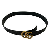 *Gucci Double GG Marmont Logo 4cm/1.5" Wide Peg-In-Hole Leather Belt, Size 85cm/34"