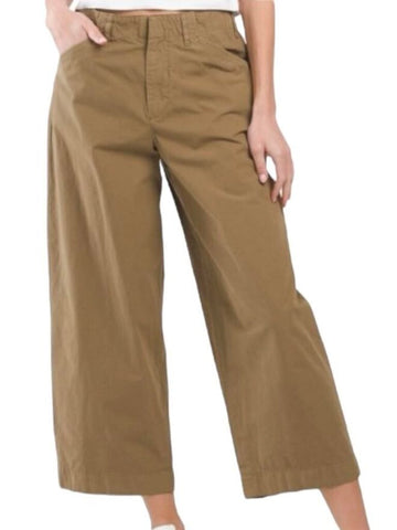 ^Rag & Bone Banks Cotton Twill High-Rise Wide Leg Cropped Pants, Size 8