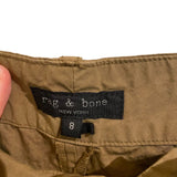 *Rag & Bone Banks Cotton Twill High-Rise Wide Leg Cropped Pants, Size 8