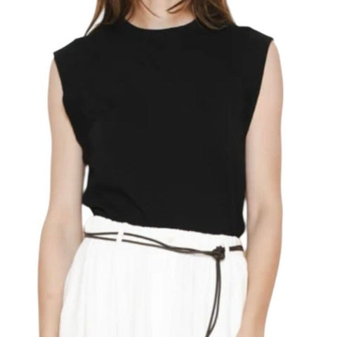 *NWT Raquel Allegra Hauser Cotton Jersey Solid Sleeveless Crew Neck Muscle Tee Top, Size RA01=US M