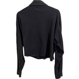 *ASKK NY Cotton Knit Long Sleeve Snap Front Chest Pocket Cropped Shirt Top, Size ASKK 1=US S