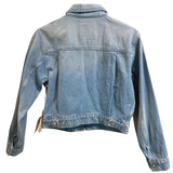 *NWT MOTHER The Duo Shorty Faded Denim Zip-Up Shirt Collar Denim Jacket, Size S