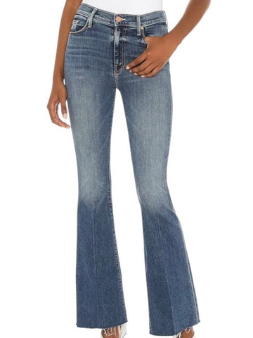 ^MOTHER The Weekender Fray Mid-Rise Flare-Leg Raw Hem Jeans, Size 27 (4)
