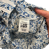 *Veronica Beard Sol Cotton Floral Flutter Sleeve High Neck Lace Inset Top, Size 8