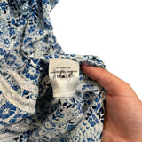 *Veronica Beard Sol Cotton Floral Flutter Sleeve High Neck Lace Inset Top, Size 8