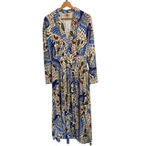 *Farm Rio Macaw Birds in Flight Long Sleeve Plunge Neckline Maxi Dress, Size M