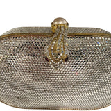 *Judith Leiber Minaudiere Swarovski Crystal Snake Clasp Hard Shell Convertible Clutch