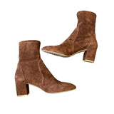 *Stuart Weitzman Yuliana 60 Stretch Suede Pull-On Covered Block Heel Bootie, Size 7