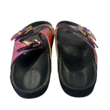 *Isabel Marant Lennyo Degrede Metallic Double Buckle Slide Sandals, Size 40