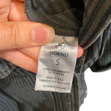 *NOEND Britt Cotton Twill Stripe Roll Tab Sleeve Button Front Elastic Waist Ankle Jumpsuit, Size S