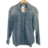 *MOTHER The Overshirt Faded Denim Long Sleeve Button-Up Shirt, Size S