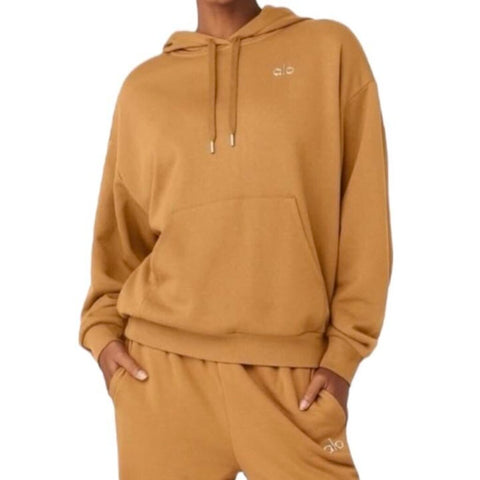 *ALO Yoga Accolade Fleece Kangaroo Pocket Pullover Hooded Sweatshirt, Size XS