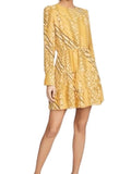 *ba&sh Ophe Floral Long Sleeve Crew Neck Tiered Mini Dress, Size L